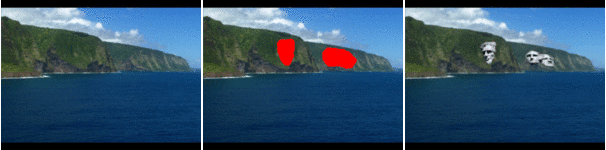 a small gif animation of the cliff experiment, the edit domain and the result